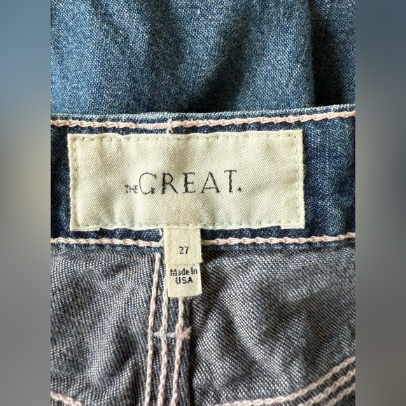 THE GREAT. The Railroad Jean Cotton Wide Leg Cropped Vintage Style Jeans Size 27 - Picture 7 of 11
